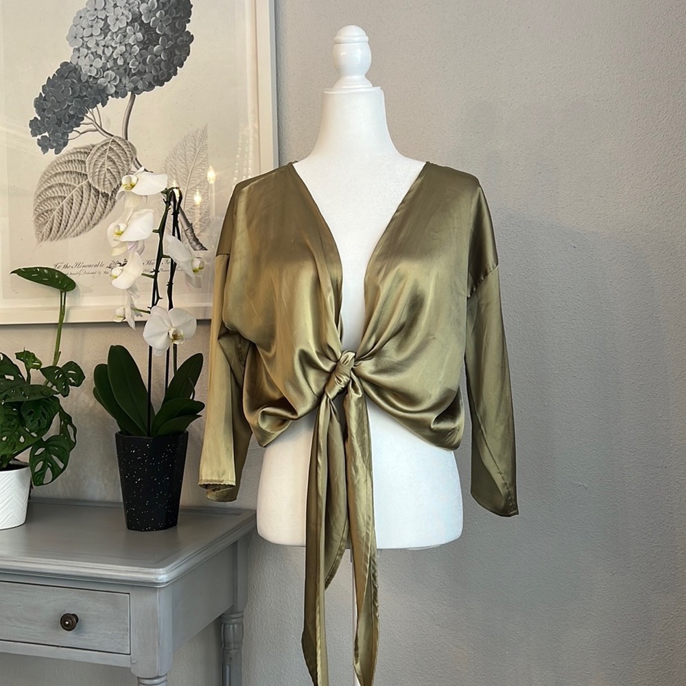 Urban Outfitters Nicole Satin Tie-Front Shirt